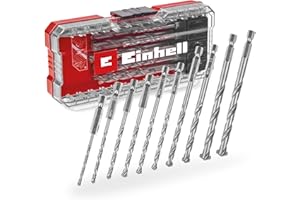 EINHELL ACCESSORIES Set di punte per muratura originale Einhell S-CASE da 10 pezzi (secondo DIN 10083-2 in acciaio per utensili, gambo E 6,3, punta in metallo duro, mandrino a rullini, inclusa scatola di custodia)