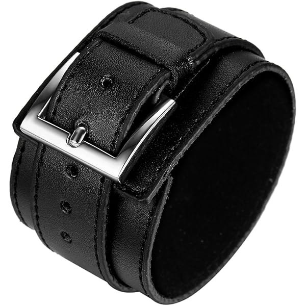 Bracelet Homme Cuir Noir Avec Perles Argentées Et Pentagramme - Style Gothique Punk, Taille Ajustable