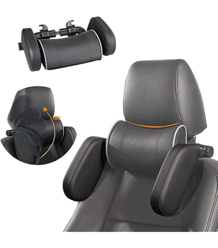 Ergocar 2 Pack Auto Nekkussen Auto Hoofdsteun Kussen Ingebouwde Natuurlijke Cipressen Shell Hoofdsteun Cool Travel Kussen Voor Auto's, SUV's, Vrachtwagens, Reizen (Zwart