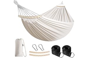 Anyoo Hamac de Jardin avec Tige en Bois courbée, hamac Confortable Portable avec Accessoire de Ceinture, étui de Transport pour terrasse intérieure/extérieure Garden Beach