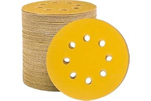 STEBRUAM 100 Pezzi Dischi Abrasivi da 125 mm Fogli di Sabbia a Disco 180 Graniglie Carte Abrasive 8 Fori Levigatura Carta Vetrata Smerigliatrice a Grana Grossa Cuscinetti per Levigatrice Orbitali