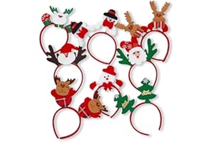 THE TWIDDLERS - 8 Christmas Headbands in Assorted Xmas Designs, Christmas Hats for Kids & Adults - Stocking Filler, Fancy Dress, Novelty Xmas Head Boppers, Party Dress Up Accessories - One Size