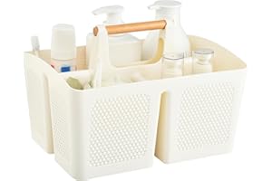 ALINK Portable Dusche Caddy Korb mit Fächern, Kunststoff geteilt Reinigung Caddy Organizer Storage Tote mit Griff für Bad, Hochschule, Schlafsaal Zimmer Essentials - Weiß