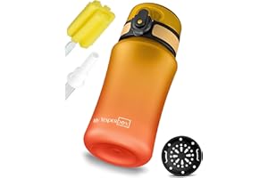 My Vesperbox Minny – butelka na napoje dla dzieci, zabezpieczona przed wyciekiem, 350 ml, ze słomką lub sitkiem, lekka butelka na wodę z tritanu, bez BPA, do przedszkola, szkoły (czerwona,