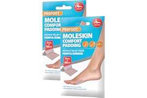 Profoot Moleskin Roll - Instant Relief for Painful Rubbing - Ideal for Blister Prevention, Bunions, Calluses and Foot Discomfort - Hypoallergenic and Waterproof - (2 Pack)