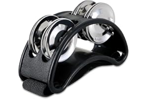 EASTROCK Tamburello a pedale strumento musicale a percussione con campanellini in acciaio per suonare batteria e chitarra, Nero Silver