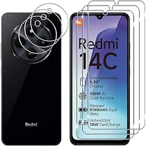 Heioloo [4 Pezzi Vetro Temperato per Xiaomi Redmi 14C 4G/Xiaomi Poco C75, [2 +2] Pezzi Pellicola Protettiva con Pellicola Fotocamera, Senza Bolle, 9H Durezza, Anti Graffi, Anti-Impronte