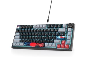 SOLIDEE Tastiera Meccanica Sostituibile a Caldo cablata al 75%,retroilluminazione RGB con interruttore rosso,TKL a 82 tasti,tastiera compatta NKRO con manopola di controllo del volume(82 Dark)