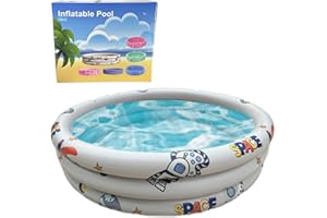 SANVPWSAN 130×40 CM Paddling Pools for Kids Baby Inflatable Kiddie Swimming Paddling Pool Ocean Life 3 Ring with Inflatable Safety Floor for Family Toddlers Children Garden