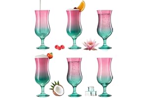 PLATINUX Bicchieri da cocktail rosa, turchese, set da 6 pezzi, 400 ml (max. 470 ml)