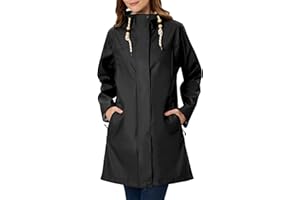EnduaReve Regenmantel Damen Lang mit Kapuze PU Wasserdicht Regenjacke Gefütterte Funktionsjacke Outdoorjacke Outdoor Wandern