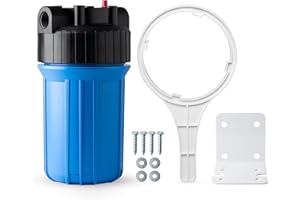 iSpring HB18B Carcasa de Filtro de Agua, Se Adapta a Cartuchos de 10" x 4,5", Salida/Entrada de 1", Prefiltración para Toda la Casa, Liberación de Presión, Resistente