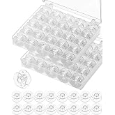 CULEB 50 Pcs Sewing Machine Bobbins, Sewing Accessories, Universal Plastic Bobbins with 2 Storage Boxes, for Standard/Coil Se