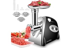 Nestling® Electric Meat Mincer Grinder and Sausage Maker,Powerful 2800 Watt Copper Motor,Stainless Steel Meat Grinder & Sausage Stuffer,3 Different Cutting Plates,Sausage & Kubbe Kit