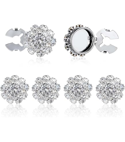 ARTIBETTER 4 Copribottoni In Lega Dorata Con Strass – 115 Mm, Senza Cuciture, Per Camicie, Polsini E Maniche, Regalo Elegante