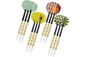 LDERFIV 12 Pezzi Freccette in Metallo Freccette Professionali Freccette Punta Acciaio Freccette Steel Professionali Set di Darts per Principianti Alberi di Dardo e Voli 14 Grammi per Bersaglio Freccette