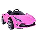 Dorsa 12V Battery Operated Ferrari F8 Tributo Style Ride on Sports for Kids, Ride on Kids Car with Music, Sound & Light| Electric Kids Ride on to Drive for 2 to 5 Years Boy Girl (Pink)