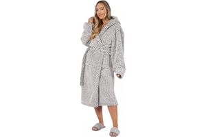 Brentfords Teddy Marl Soft Fleece Comfortable Adults Dressing Gown Unisex Full-Length V-Neck Style Cosy Trendy Robe