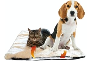 FELLOU Riijk Selbstheizende Haustierdecke für Katzen und Hunde – Edelstahl- und waschbares Thermo-Haustierkissen 38 x 58 cm