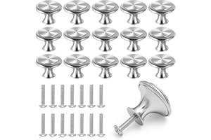 Lusofie Tiradores de muebles plateados, 15 unidades, 3 cm, acero inoxidable, pomos para cajones, cajones, armarios, cajones y cajones