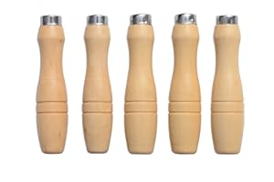 ACCOCO Poignée de dossier en bois avec des colliers métalliques solides, Manche bois pour lime (Moyen)