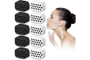 XIAOXIAOZHIJIA 10 Piezas Ejercitador de Mandíbula, Entrenador de Mandíbula de Silicona, Entrenador de Músculos de Línea de Mandíbula para Línea Muscular de Cuello Facial (Blanco negro)