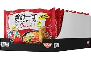 ‎NISSIN Nissin Demae Ramen – Spicy, 10er Pack, Instant-Nudeln japanischer Art, mit Cayennepfeffer & asiatischen Gewürzen, schnell & einfach zubereitet, asiatisches Essen (10 x 100 g)