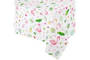 WERNNSAI Flamingo Tablecloth - 1PC Flamingo Party Supplies for Kids Girls Birthday Party Decorations Tropical Luau Pineapple Printed Disposable Plastic Table Cover for Summer Pool Party Decoration