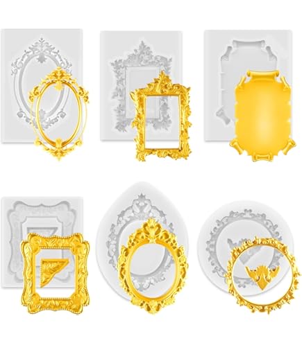 Moule Silicone Cadre Photo Miroir 12cm Baroque Pour Plâtre Argile Savon