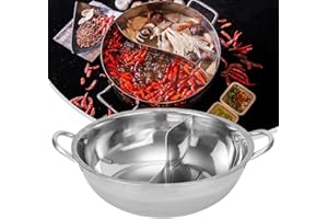 CARPANGO Pentola calda doppia divisa in acciaio inossidabile, pentola calda a doppio sapore con divisore compatibile con fornelli a gas, (30 cm)