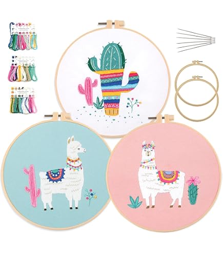 Kit Broderie Point De Croix Enfants - 8 Motifs Mignons Avec Porte-clés - Débutants