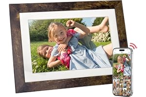 THOMSON Cornice digitale WiFi da 8 pollice, 32 GB di memoria interna, schermo touch cornice digitale foto IPS HD 1280x800, condivisione di musica, foto e video (cornice in legno color bronzo vintage)