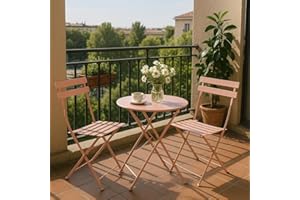 MOF Bistro Sets for 2 for Garden, Outdoor Table and Chairs for Patio, Balcony, Garden - Foldable & Compact Bistro Set Outdoor Furniture (Pink)