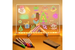 XUZIE Led Note Board with Colors, Led Light Up Acrylic Message Board 7 Colors Pen/Stand, Led Drawing Writing Board for Kids, Arts Doodle Note Board for Office School Home (30x20CM)