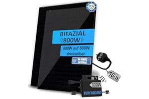 Eckert NewEnergy® Balkonkraftwerk 800 / 800W komplett Steckdose - Hoymiles HMS 800 WIFI Wechselrichter einstellbare Leistung - Komplettset Solaranlage Plug&Play Komplettanlage - Bifaziale Solarmodule