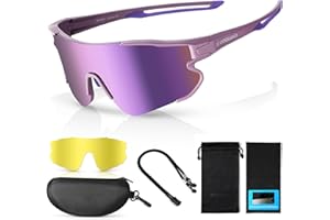 Odoland Polarized Cycling Glasses, Sports Sunglasses UV 400 with Replaceable Night Vision Lenses for Bike, Fishing, Running, Men, Women and Youth