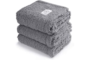 luciphia 1 Confezione da 3 Coperte per Cani Gatti Premium Soffici Grigio M (52 x 76 cm)