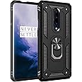 2ndSpring Case for OnePlus 7 PRO with Tempered Glass Screen Protector,Ring Holder Protective Silicone Shockproof Tough Armor Hard Phone Cover,Black