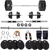 BULLAR Home Gym Set With 3 Feet Straight Rod and 2 Pieces Dumbbell Rods, Gym Combo & Home Workout Equipments with PVC Weights