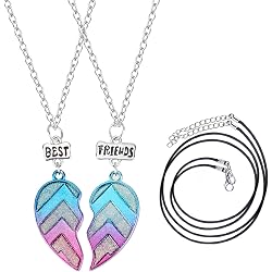 Collier Amitié LEDSHLIU - Pendentif Cœur Violet Pour Meilleurs Amis (BFF), Cadeau Symbolique Pour Filles