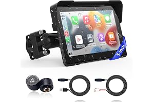 Wireless Motorcycle Apple Carplay,5 Inch Portable Motor GPS Navigation with Apple Carplay & Android Auto,Siri & Google Assistant, Anti-Glare/Bluetooth 5.2/ Voice Control/ IP69K Waterproof Touchscreen
