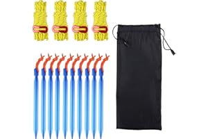 TRIWONDER Estacas de Aluminio & Tensores con Cuerda Paracord Reflexiva Durable para Tiendas de Campaña Toldo al Aire Libre (Amarillo)