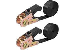 Ayaport Ratchet Straps Tie Downs 2.4M x 25mm Endless Heavy Duty Cargo Straps Nylon Black Ratcheting Strap (No Hook), Tie-Down for Motorcycles, Trailer Loads, Kayaks (2.4M-2pcs)