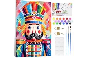 NAIMOER Craquenoix Peinture par Numéros pour Adulte avec Cadre, Hiver Noël Peinture Numéros Enfants, Cadeaux Décoration Maison 20x30cm