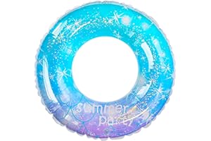 AKOFIC Schwimmreifen, Aufblasbare Schwimmreifen mit Glitzer 50cm, Aufblasbar Schwimmring mit Griff Luftmatratze Schwimming Ring Pool Float Zubehör für Kinder Strand Party Deko Sommer