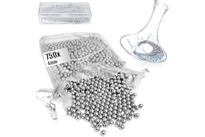 COM-FOUR® Bolas limpiadoras de acero inoxidable 750x con caja: bolas limpiadoras para botellas, decantadores de vino, jarras de vacío y tazas térmicas (1 pieza (750 4 mm))