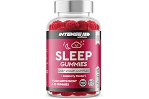 INTENSE Wellness Sleep Gummies for Adults UK - Valerian Root, Ashwagandha, Magnesium & L-Theanine Night Time Support for Restful Evenings - Vegan, Sugar Free Raspberry Flavour - 60 Count