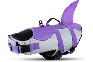 Queenmore Dog Swimming Vest, Adjustable Pet Life Jacket Large, Ripstop S Vest With Rescue Handle, Preserver For Suasage Dog, French Bulldog Pug, Corgi, Beagle, L