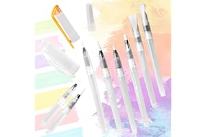 RISVOWO 8 Stück Wasserstift Set, Wasserpinsel Stifte mit Befüllbarer Wassertank, Aquarell Water Brush Pens, Pinsel Für Wasserfarbenmalerei, Kalligraphie Künstlerische Malerei