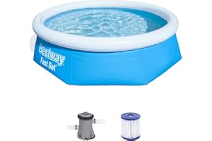 Bestway - Piscine hors sol ronde gonflable Fast Set, diamètre 244 cm hauteur 66 cm + filtre à cartouche
